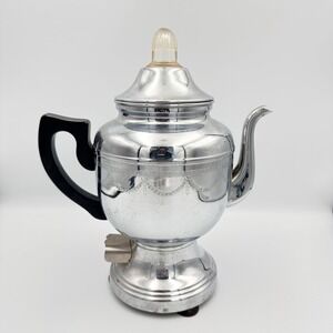 Vintage Farberware Coffee Percolator No 206 Chrome Electric Pot No Cord NY